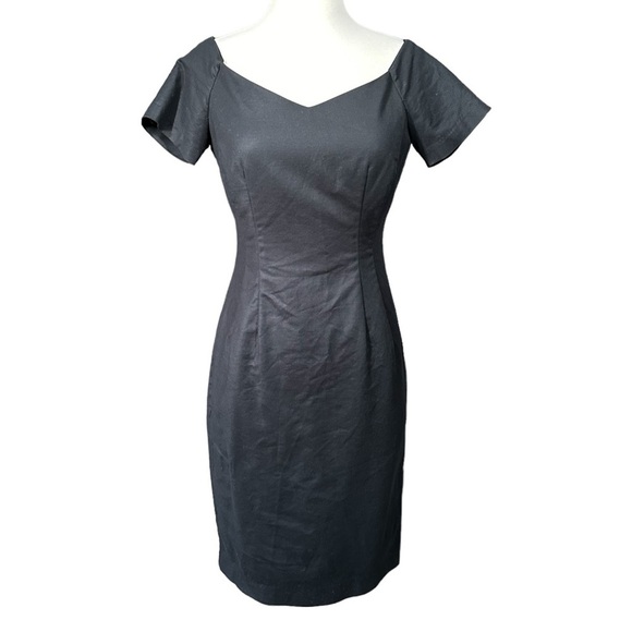 Zara Basics Classic Bardot Pin Up Girl Black Dress Off The Shoulder Sheath SZ M - Picture 1 of 15